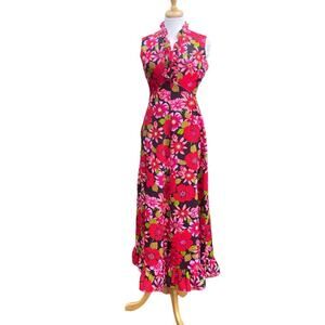 It’s Better Vintage Double Knit Floral Maxi Dress - NEEDS REPAIR